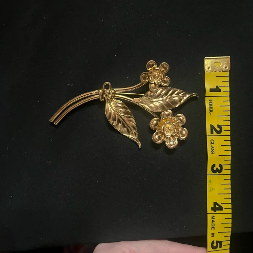 Vintage Floral Brooch Gold Plating over Sterling Silver Coro 1940s